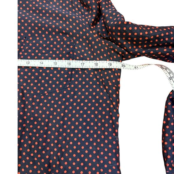 J. CREW Navy Red Polka Dot Popover Silk Cotton Blend Tunic Twee Career Blouse 6 - Picture 6 of 9